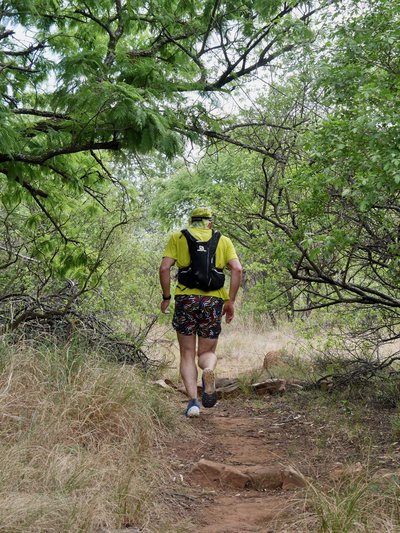 Trail runner at Melville Koppies Nature Reserve.
